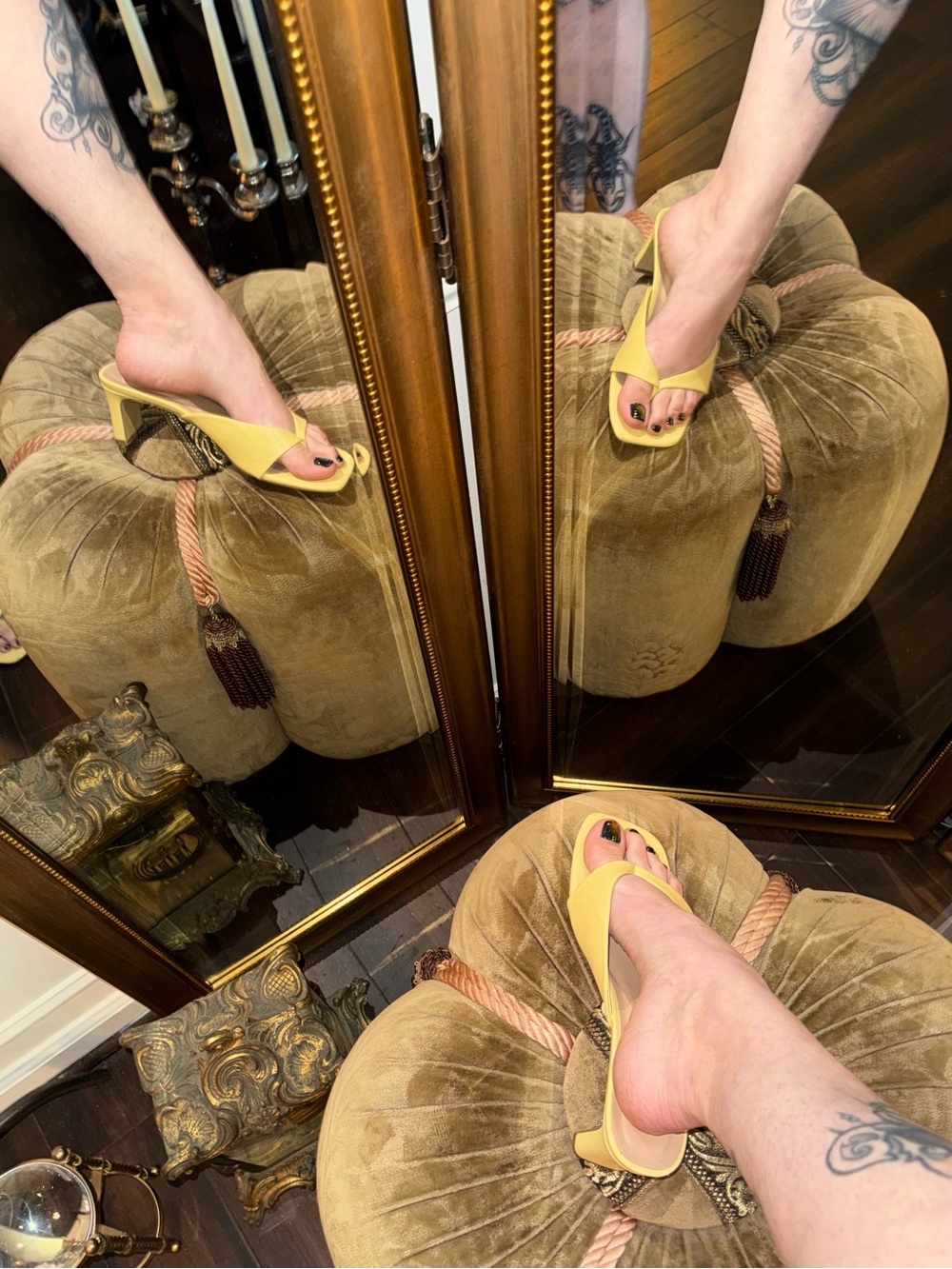 A New Day Pale Yellow Annette Block Toe & Heel Thong Sandal Shoes Women’s 9.5